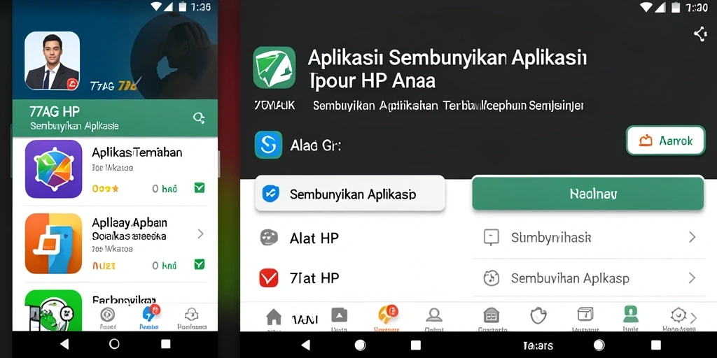 Antarmuka aplikasi 77AG untuk menyembunyikan aplikasi dengan mudah.