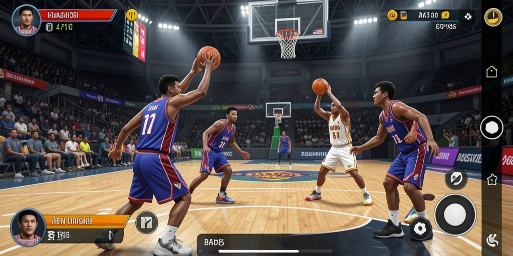 Antarmuka menarik dari game API33 dengan aksi basket yang mendebarkan.